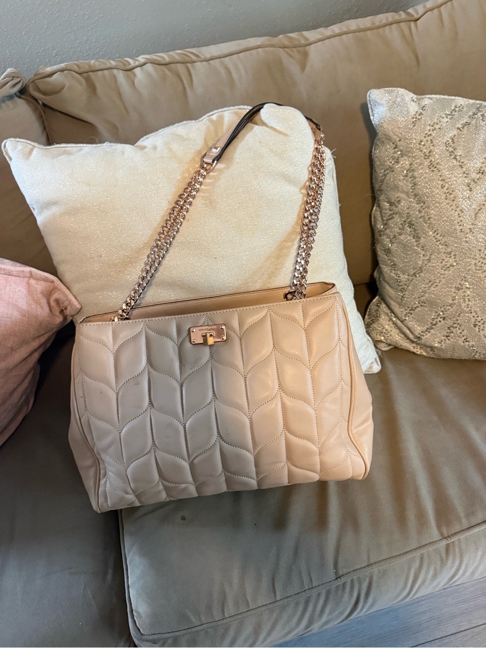 Michael Kors Quilted Rose Gold Handbag